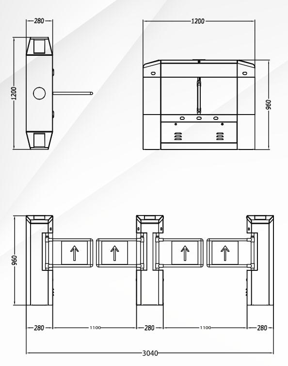 Anchura automática 1000m m 0 del paso del torniquete de la seguridad del control de acceso de la puerta de la barrera del oscilación SUS304